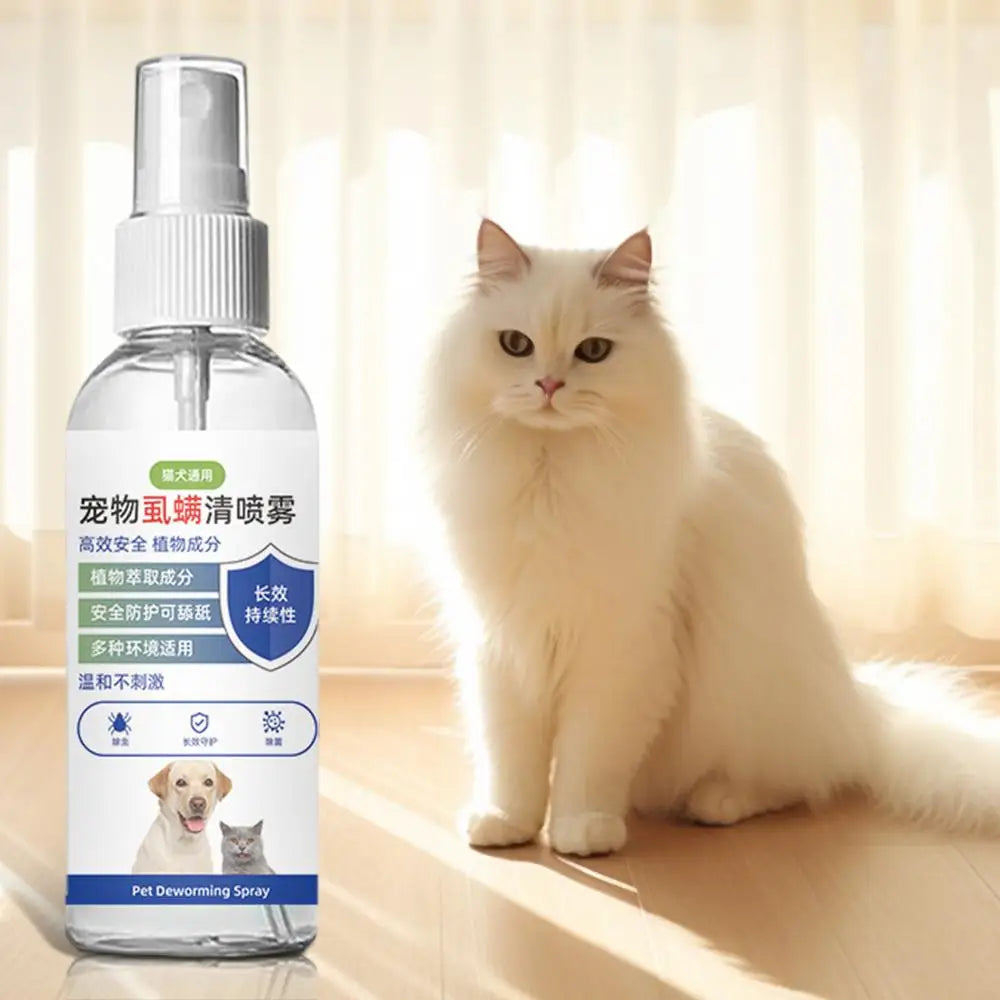 100ml Pet Insect Repellent Spray Drive Away Fleas Lice Ticks Relieve Skin Itching Suitable For Deworming Cats/Dogs