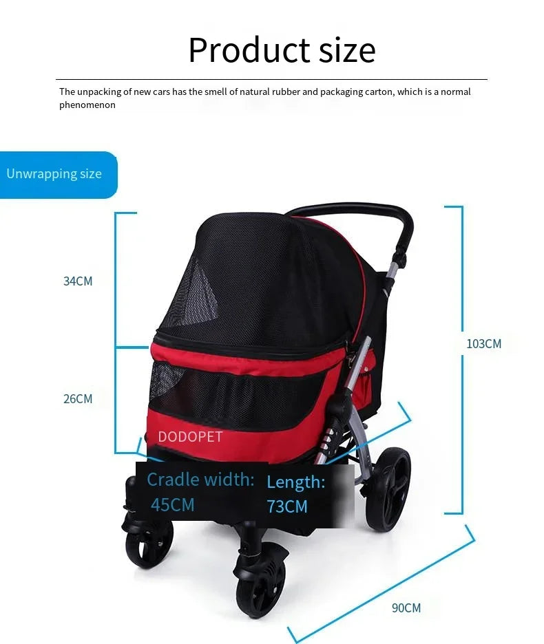 Foldable Large Size Luxury Pet Cart Large Dog Cart Multiple Cats for Outdoor Strolling Dog Walking Cart Portable 2024 Newest