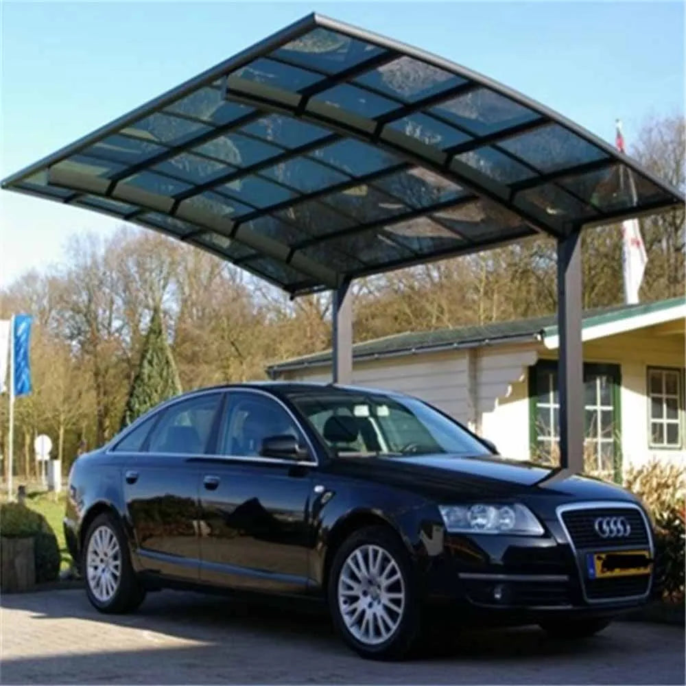 Modern Polycarbonate Canopy Carport – Waterproof Aluminum Frame Sunshade for Driveway or Garden