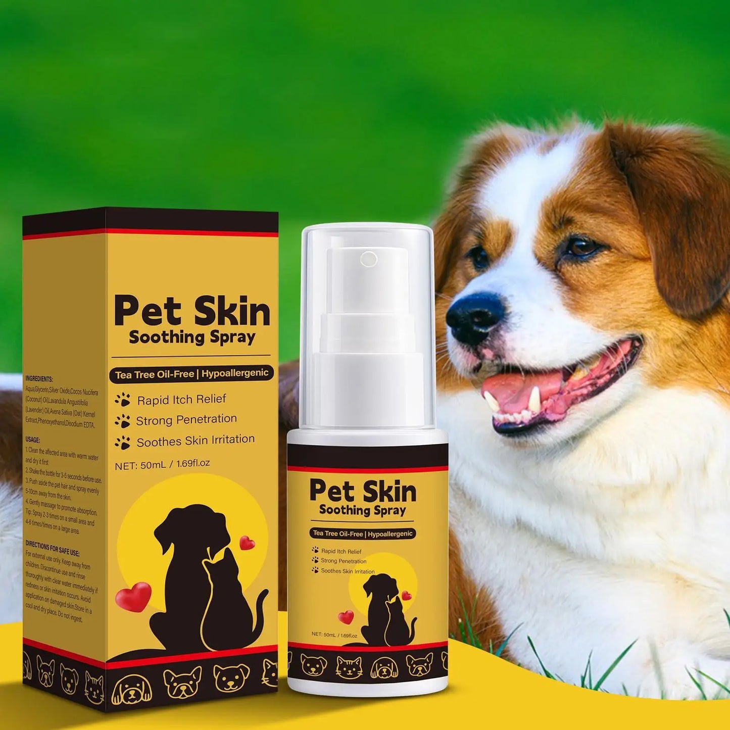 Pet Skin Spray Dog & Cat Skin Care Spray, Soothing & Spray Softening Anti-Itch Cleansing Skin, Nourishing Soothing Spray