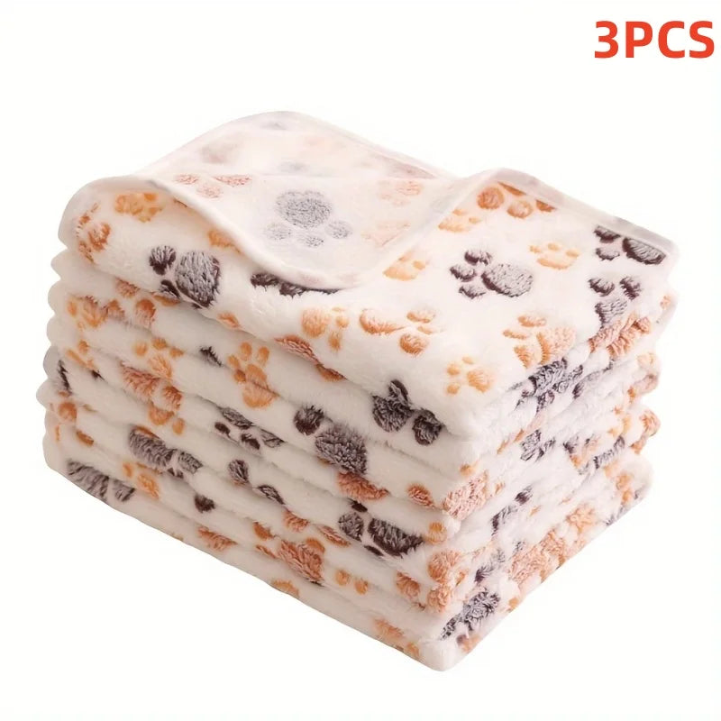 3PCS Soft Flannel Fleece Cat Dog Blanket Bed Mats Paw Foot Print Warm Pet Blanket Sleeping Beds Cover Mat For Pets Supplies